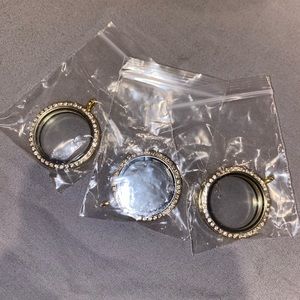 WANDIC Rhinestone Photo Charm, 3 PCs Gold Color